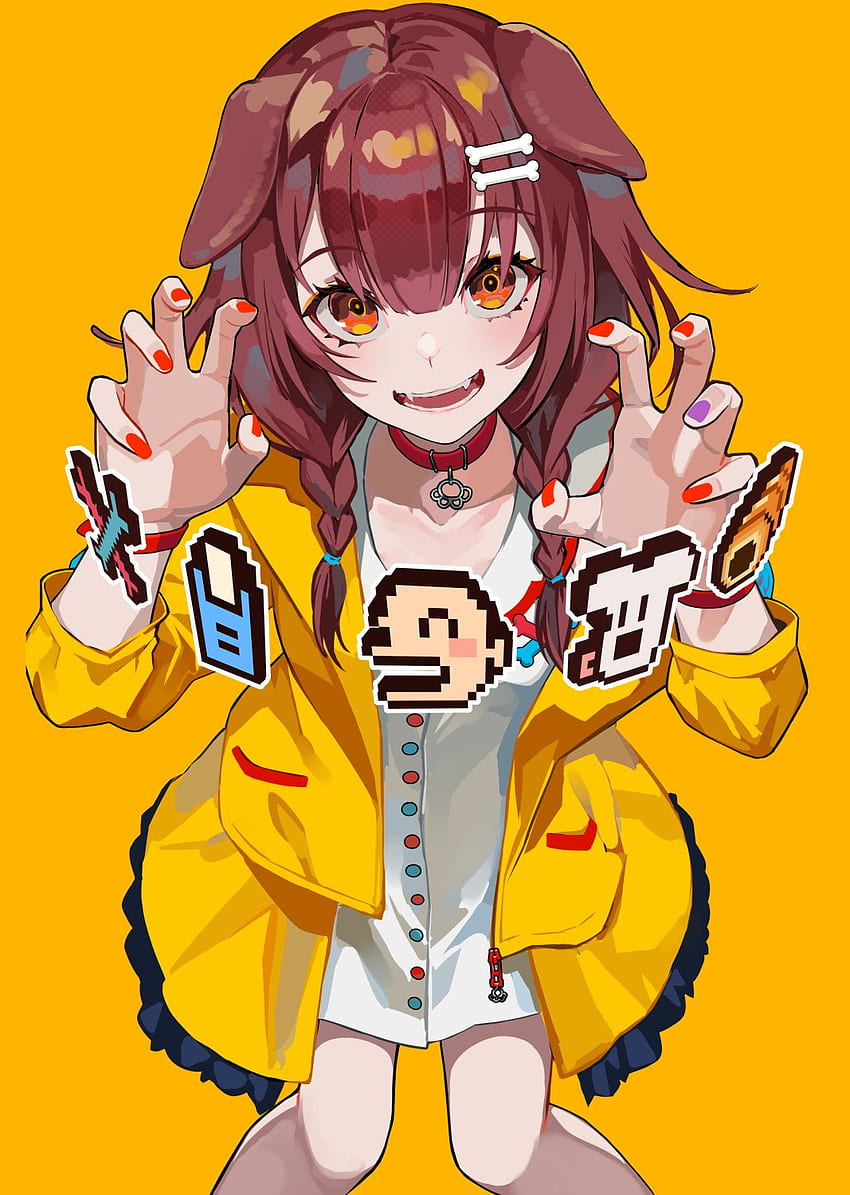Inugami Korone, InugamiKorone, amarillo, vtuber fondo de pantalla del teléfono