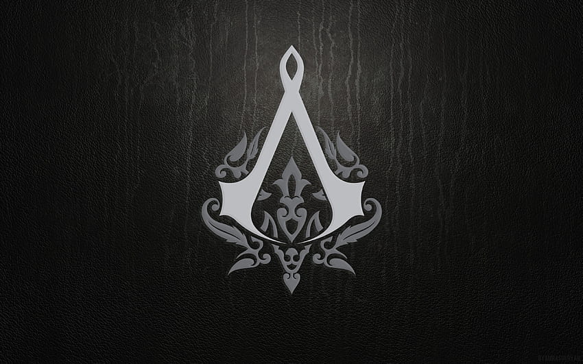 Assassin Creed Emblem Logo Zeichen grauer Hintergrund, Symbol HD-Hintergrundbild