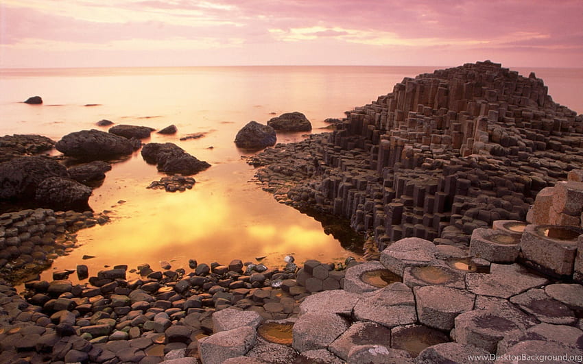 ไจแอนต์สคอสเวย์ที่สวยงาม ธรรมชาติของแอนทริม ไอร์แลนด์เหนือ พื้นหลัง วอลล์เปเปอร์ HD