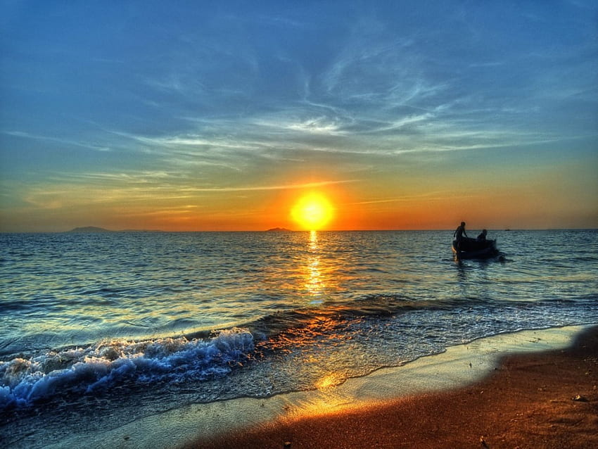Let loose of what you cant control. Serenity will be yours, sea, serenity, sunset HD wallpaper