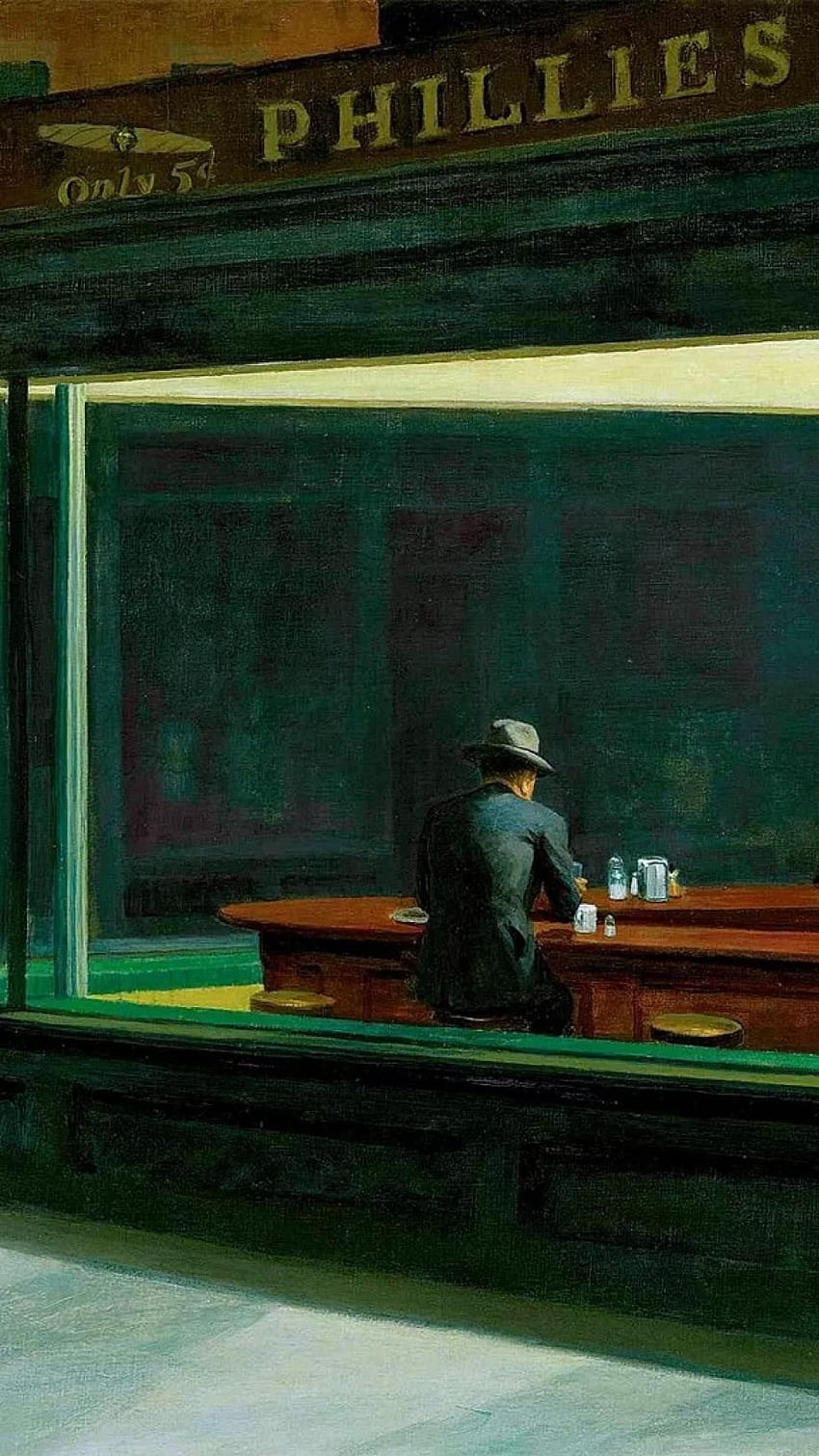 ܓ85 Paintings edward hopper nighthawks at the diner - Android / iPhone Background (png / jpg) (2021) HD phone wallpaper