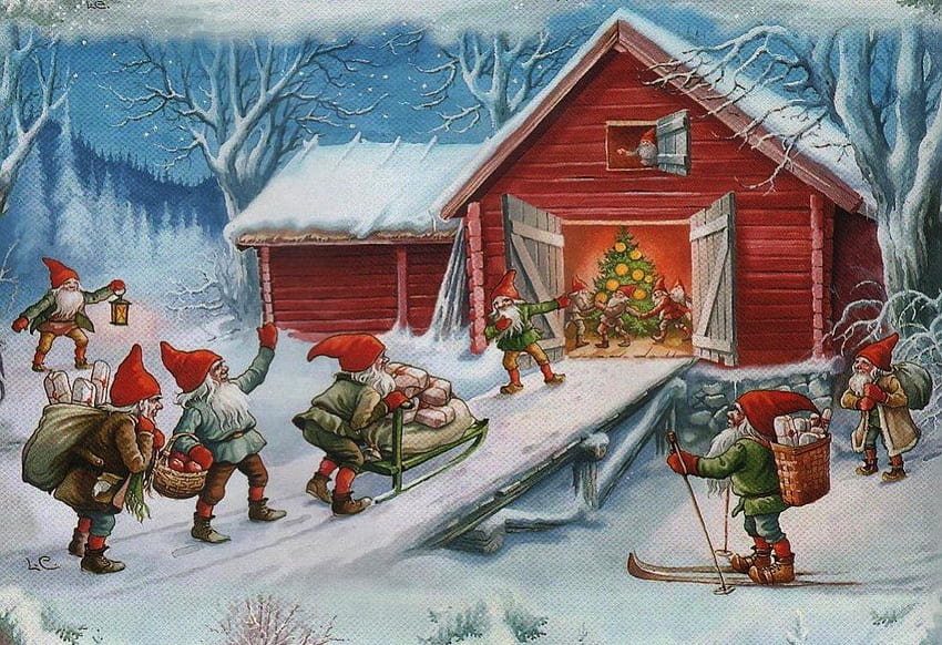 Magic christmas wonderland, winter, house, wishes, peaceful, beautiful, tree, christmas, work, splendor, lovely HD wallpaper