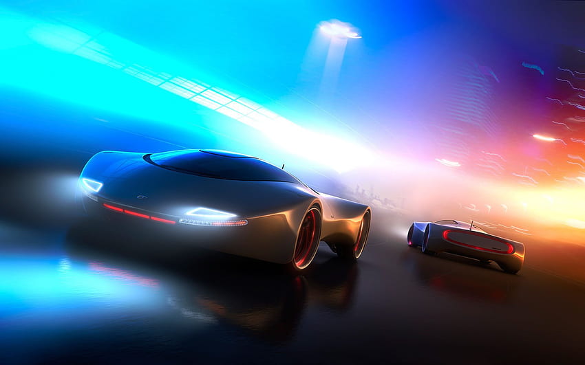 Neon, Licht, Concept Car, Katzen. . Konzeptautos, Auto, futuristische Autos, fantastische Neonautos HD-Hintergrundbild