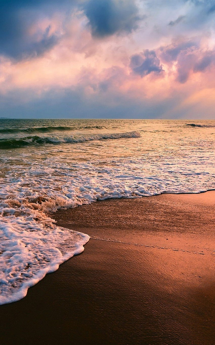 Sunset Brown Sand Waves Seaside Android, Seaside Oregon HD phone wallpaper