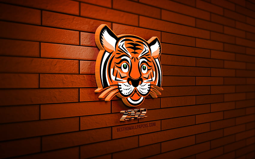 Year of the Tiger, , 3D cartoon tiger, Happy new year 2022, orange brickwall, 2022 Chinese Zodiac, cartoon tiger, Happy New Year, Tiger zodiac sign, tiger icon HD wallpaper