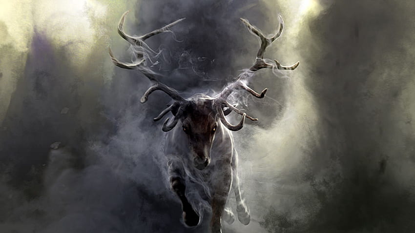 Fantasy, Smoke, Deer, Run, Horns, Running HD wallpaper