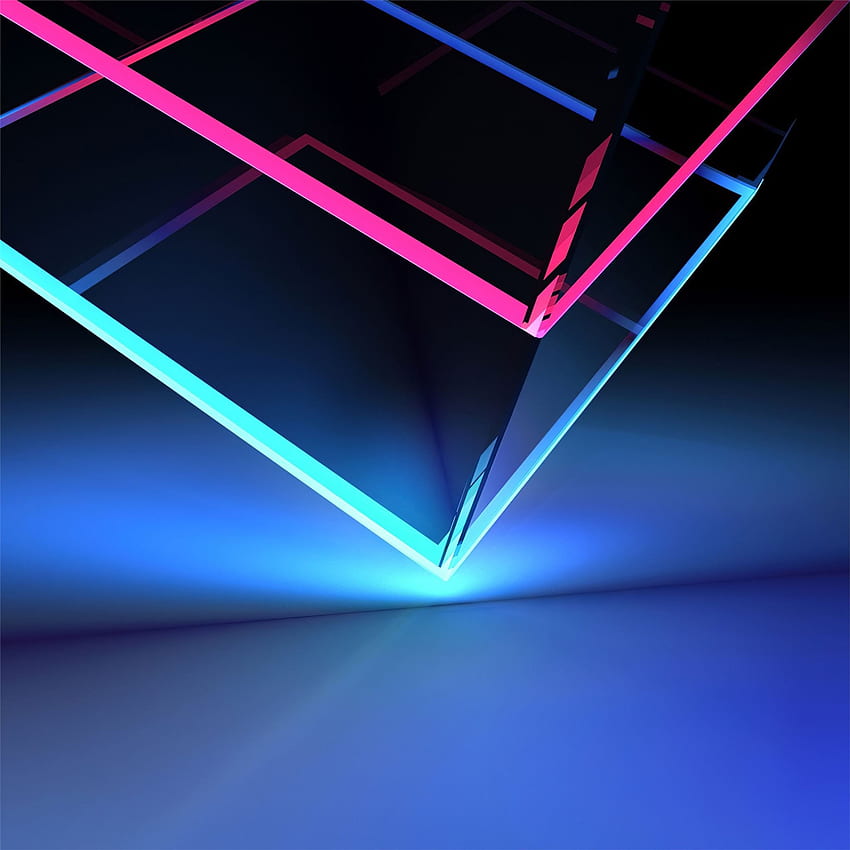 neon cube abstract shapes iPad Pro, Neon Triangle HD phone wallpaper