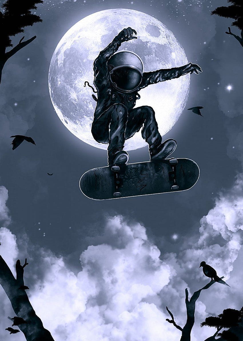 Spaceboarding' Metal Poster Baskı - Nicebleed Art. Displate. Uzay sanatı, Kaykay sanatı tasarımı ve Uzay çizimleri HD telefon duvar kağıdı