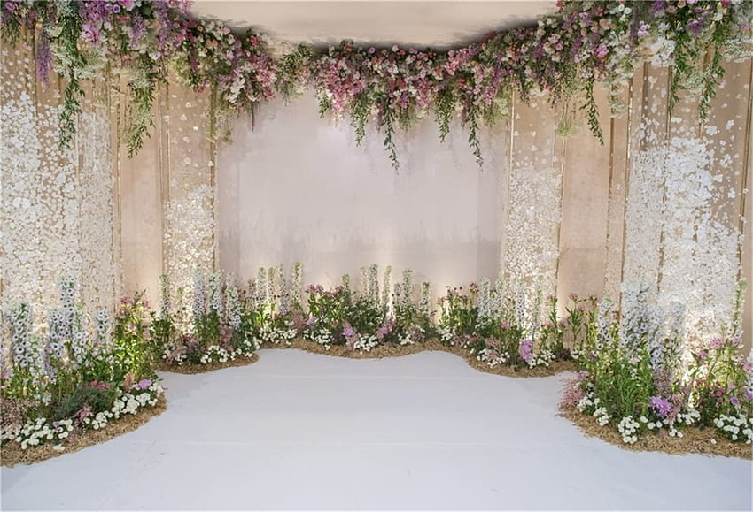 CSFOTO ft Wedding Backdrop Düğün Töreni Gelin Duşu Romantik Tören için Arka Plan Beyaz Yıldönümü Çiçekli Evlilik : Kamera ve Düğün Dekorasyonu HD duvar kağıdı