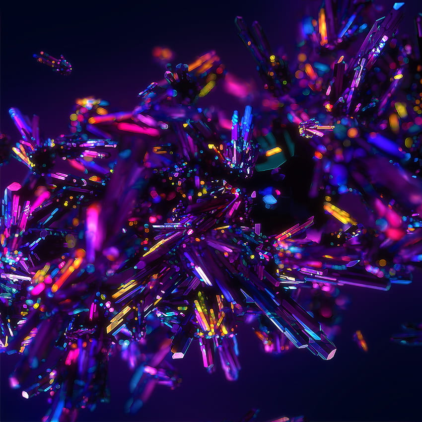 Purple Crystals, Particles - Resolution:, 3840X3840 HD phone wallpaper