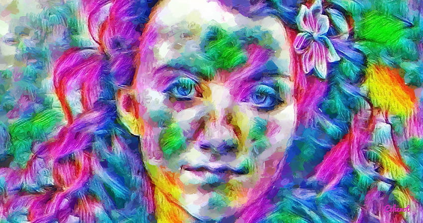 Luna Lovegood, biru, penuh warna, seni, Evanna Lynch, gadis, aktris, cehenot, pink, abstrak, potret, hijau, kuning, wajah, harry potter Wallpaper HD