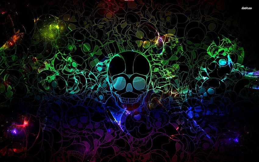 Neon, Green Flaming Skull HD wallpaper