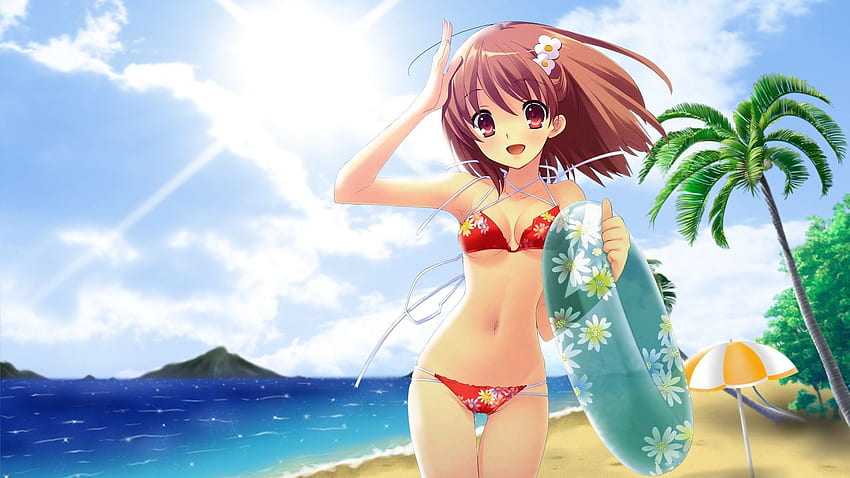 애니메이션 해변, 여름 애니메이션 소녀 HD 월페이퍼