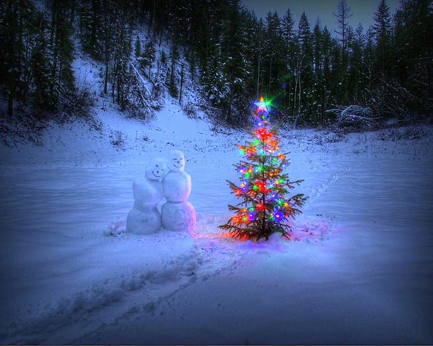 วิญญาณคริสต์มาส ฤดูหนาว วันหยุด ปีใหม่ สถานที่ท่องเที่ยวในฝัน มนุษย์หิมะ รักสี่ฤดู คริสต์มาส หิมะ คริสต์มาสและปีใหม่ ต้นคริสต์มาส วอลล์เปเปอร์ HD