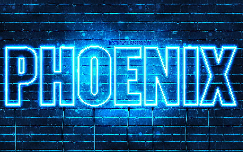 Phoenix, , with names, horizontal text, Phoenix name, blue neon lights, with Phoenix name for with resolution . High Quality HD wallpaper