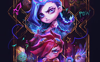 Jinx and Vi, League of Legends, creative art, League of Legends