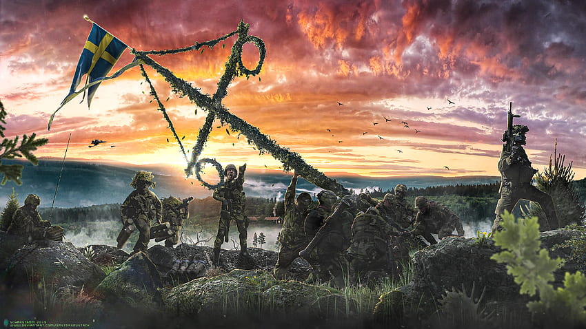 MIDSOMMARSTÅ RASE! Iwo Jima Happy Midsummer!에서 스웨덴어 버전의 국기 게양을 만들었습니다. , , , 이오지마 HD 월페이퍼