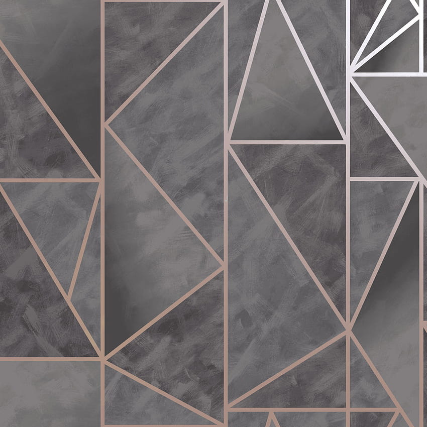 Charcoal & Rose Gold Bohemian Metallic Triangles by Walls Re – BURKE DECOR、ローズ ゴールド メタリック HD電話の壁紙