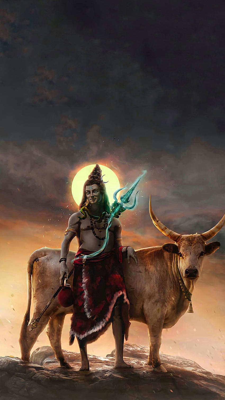 Bhole Baba mit Nandi, Kunst, Shiv, Bholebaba, Shiva HD-Handy-Hintergrundbild