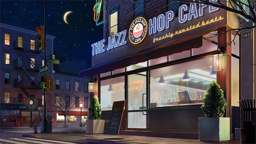 The Jazz Hop Café - среднощно кафене, Lo Fi Cafe HD тапет