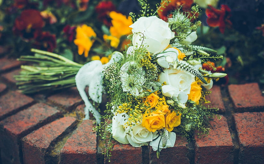 Blumen, Rosen, Blütenblätter, Blumenstrauß, Komposition HD-Hintergrundbild