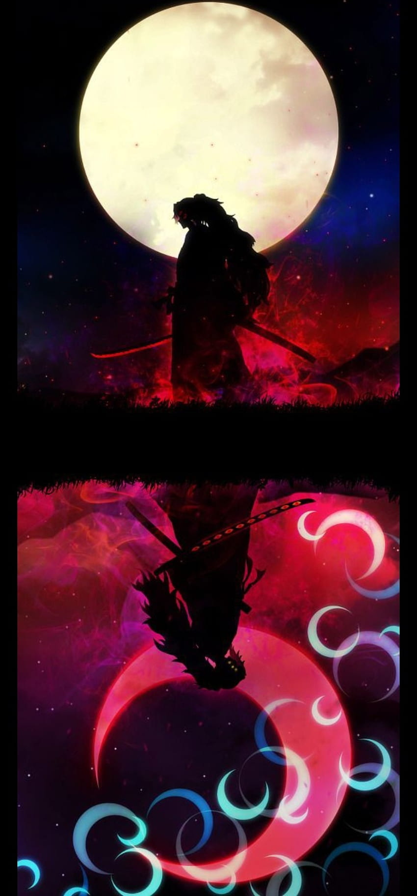 Yoriichi, bulan, pembunuh iblis, anime wallpaper ponsel HD