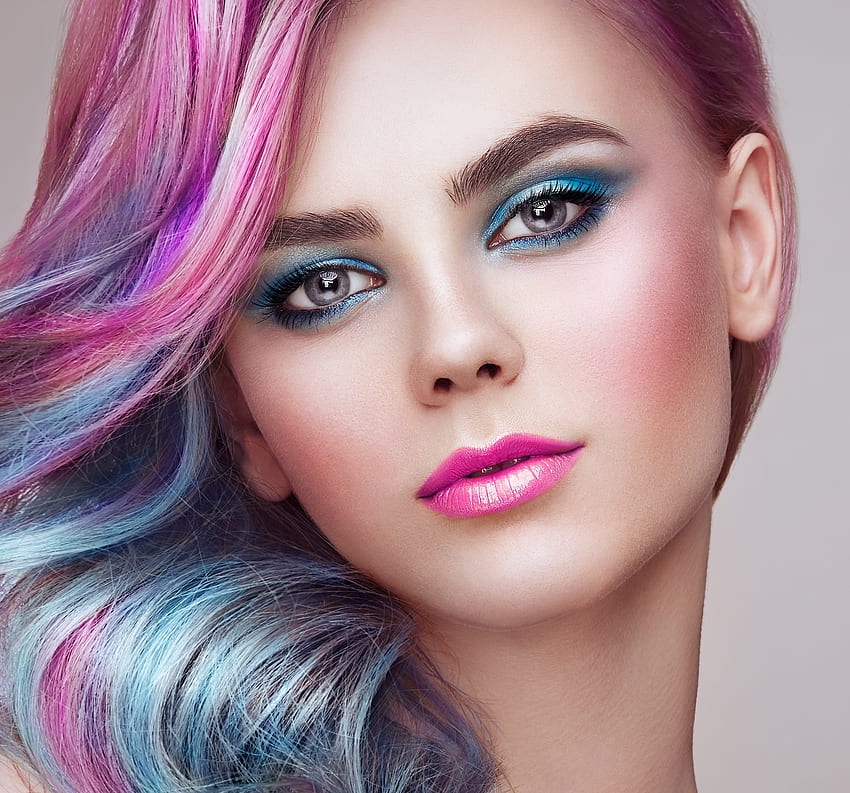 Kolor włosów, model dziewczyna, makijaż, z bliska Tapeta HD