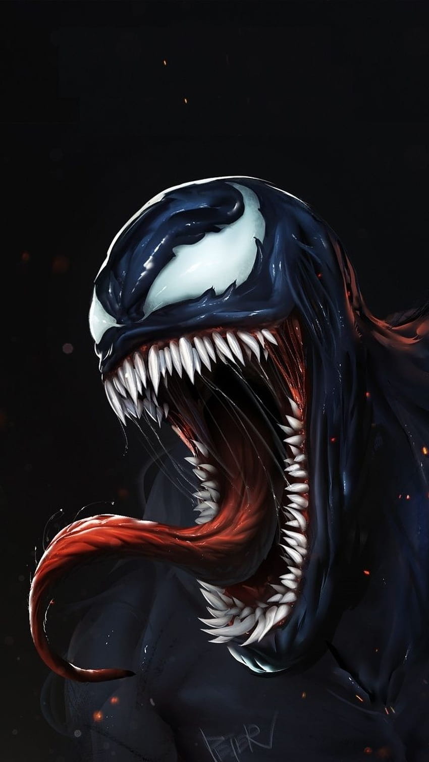 Veneno enojado, oscuro, ilustraciones,. Cómics de Venom, Venom, arte de Spiderman de Marvel, Spiderman aterrador fondo de pantalla del teléfono