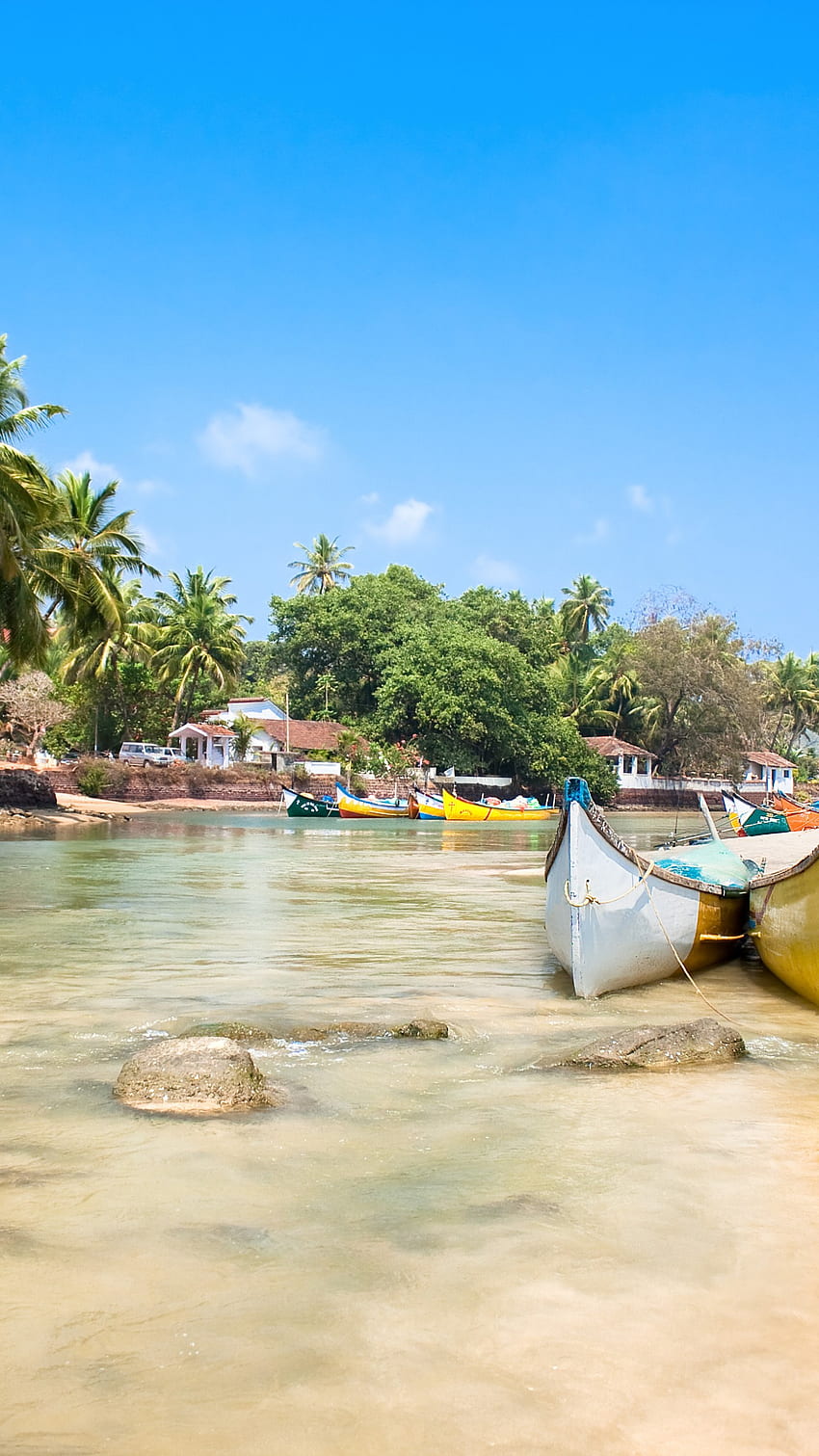 Goa, , , Indien, Indischer Ozean, Palmen, Boote, Reisen, Tourismus, Beste Strände der Welt, Natur, Goa Beach HD-Handy-Hintergrundbild
