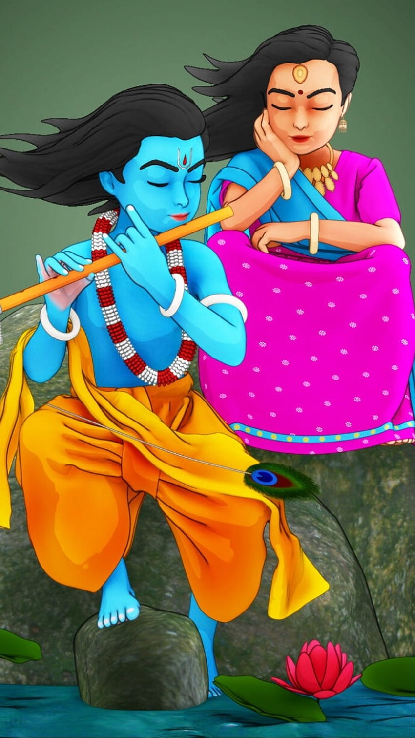 Radha Krishna , Peinture, petit krishna, radha Fond d'écran de téléphone HD