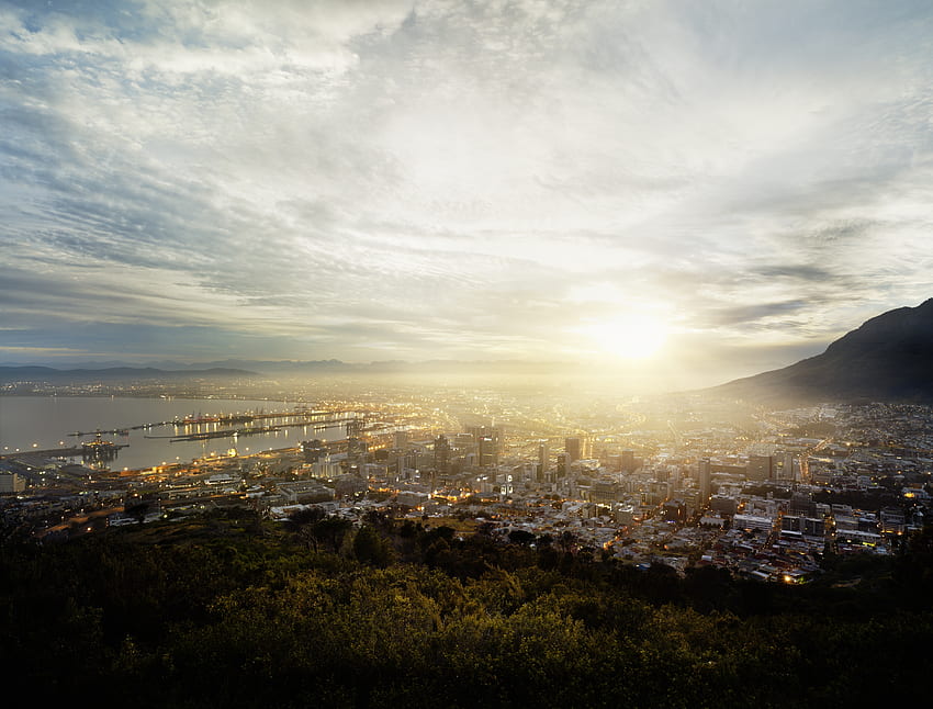 Градове, сграда, мъгла, хълмове, хълм, Кейптаун, Южна Африка HD тапет