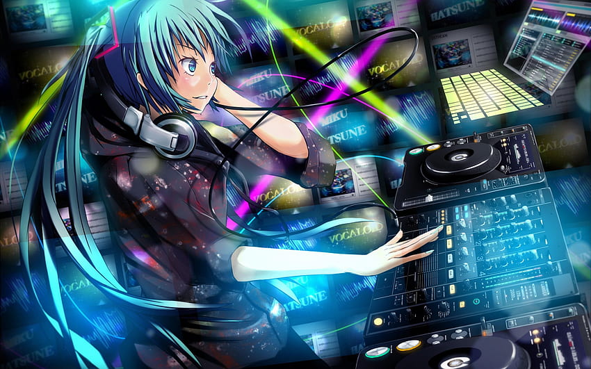 cute anime girl listening to music ilustração do Stock | Adobe Stock-demhanvico.com.vn