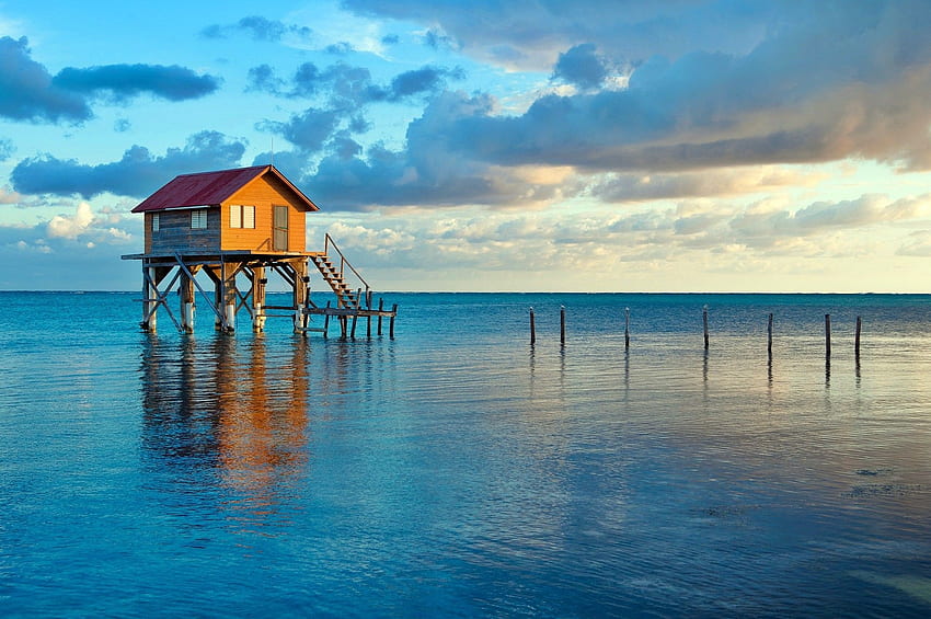 Ocean: Ambergris Caye Belize Sunrise Beautiful Caribbean Blue Water, Belize Scenery HD wallpaper