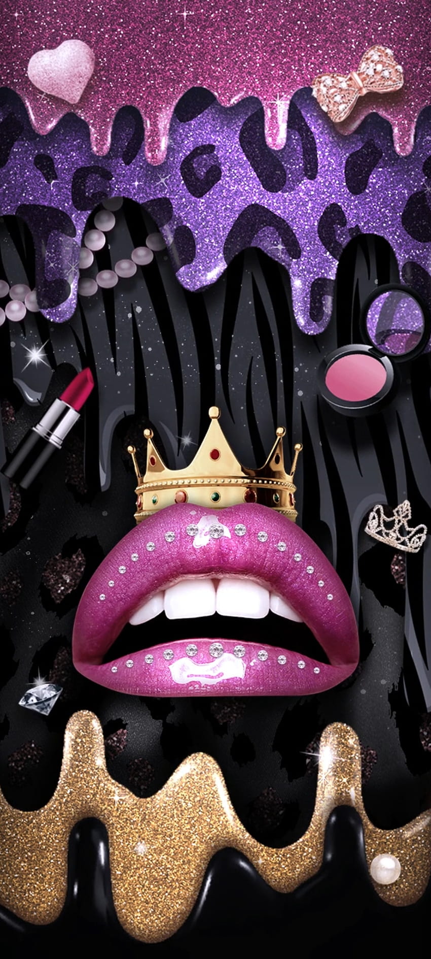 Shiny Crown Lips, eye, leopard, lip, luxury HD phone wallpaper