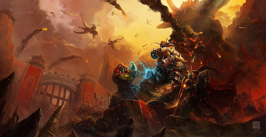 World of Warcraft, Hell, horde, thrall, siege, Orgrimmar, Garrosh Hellscream, Varian Wrynn, orc, scream HD wallpaper
