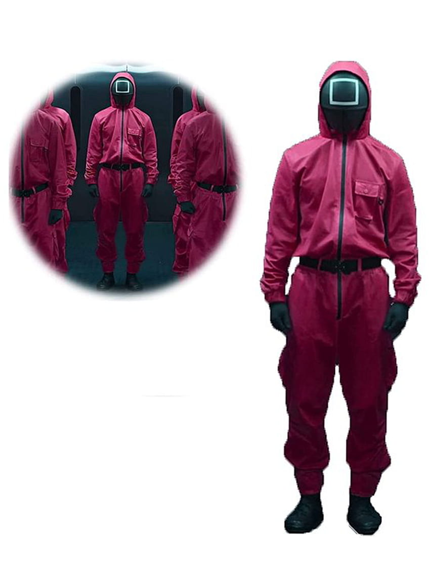 Squid Game Costume Jumpsuit Sweatshirt with Belt Gloves Masks, TV Cosplay Masquerade Accessories, Squid Game Guards HD phone wallpaper