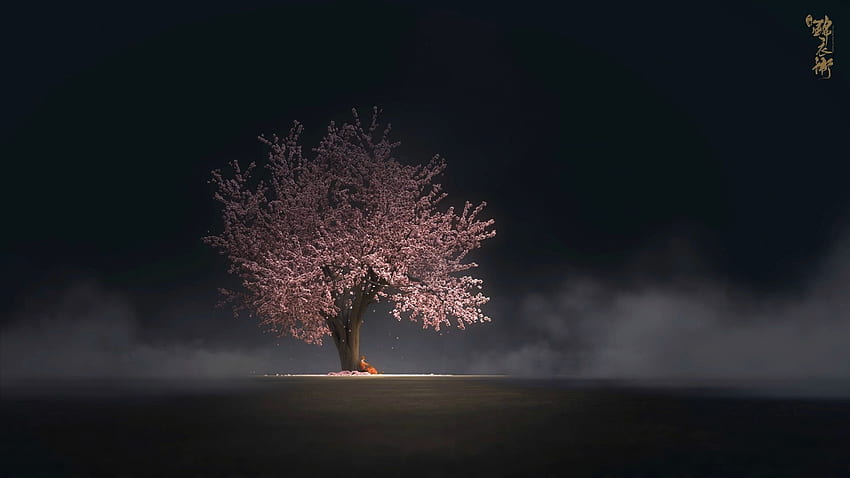 Sakura Tree Girl Live, Dark Cherry Blossom HD тапет