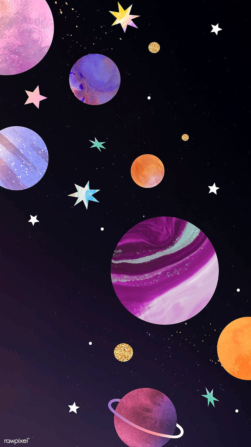Colorful galaxy watercolor doodle on black background vector. premium ...