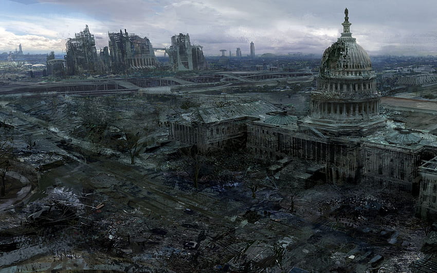 Video, Spiele, Ruinen, Postapokalyptisch, Artwork, Fallout, 3, Apokalyptische Stadt HD-Hintergrundbild