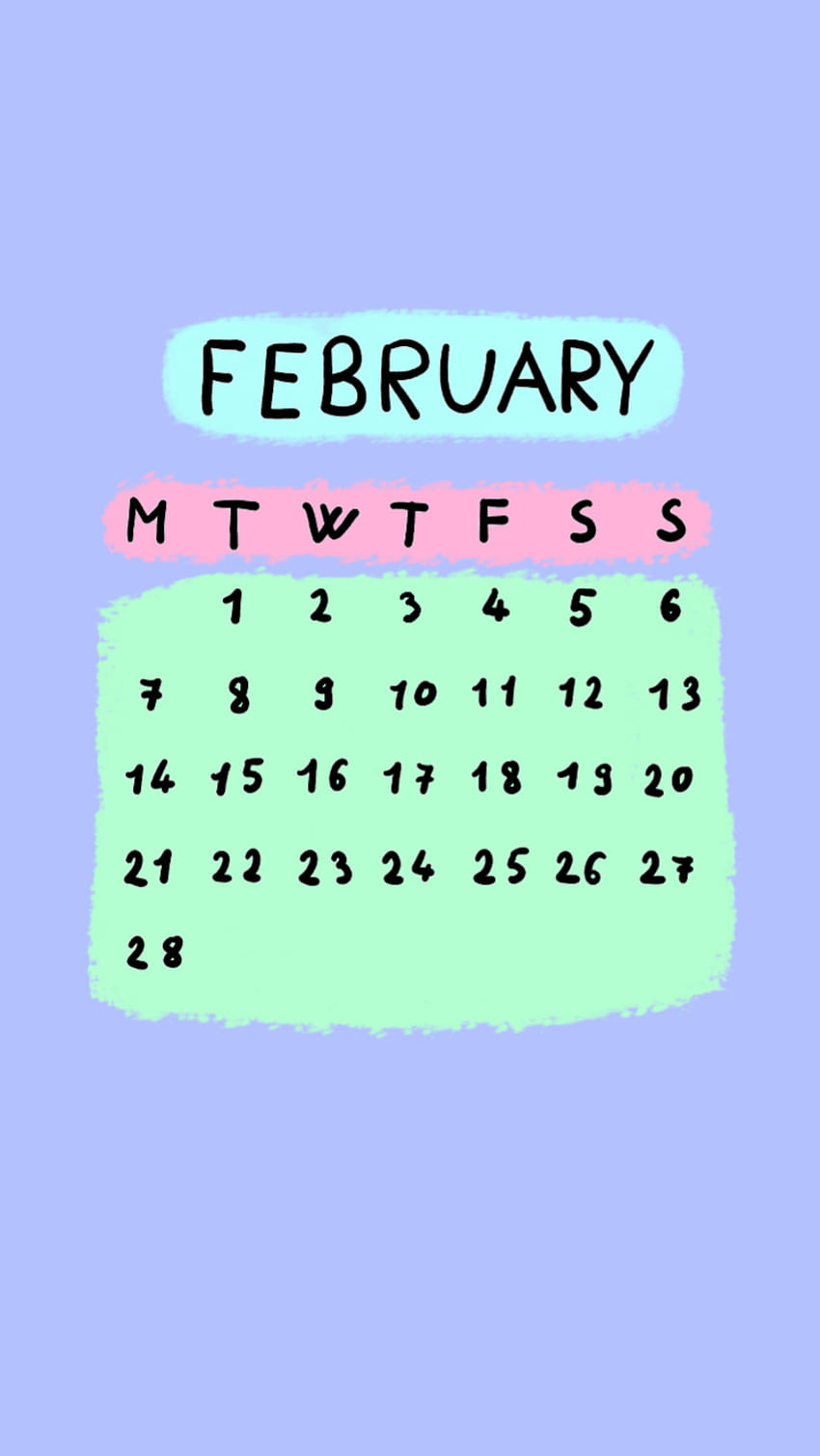 fevereiro 2022, calendário, data, magenta, rosa, verde, azul, roxo Papel de parede de celular HD