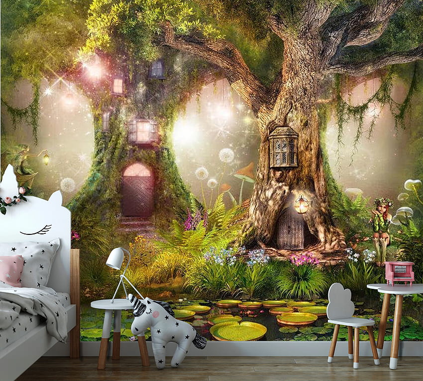 Magical Forest, Old Tree, Fairy Tale, Nursery, Vinyl or Self Adhesive HD wallpaper
