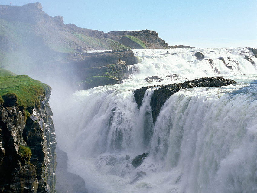 Złote Wodospady, Islandia, Islandia, Złote Wodospady Tapeta HD