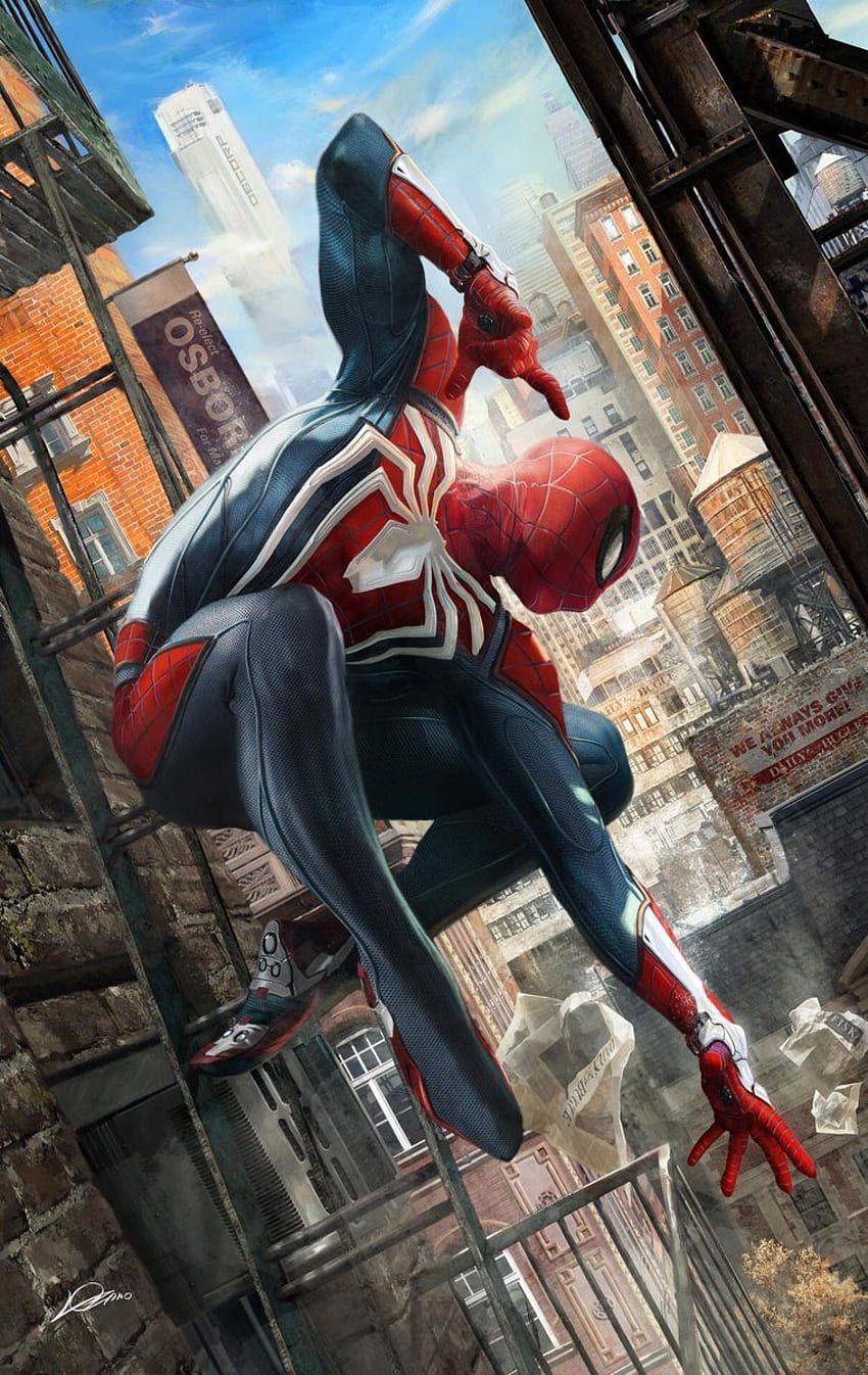 Marvel Comics 및 Insomniac Games의 표지 아티스트, PS4 Spider-Man과 협력 HD 전화 배경 화면