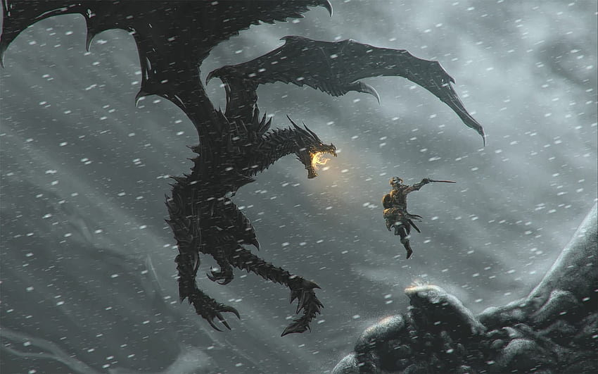 The Elder Scrolls V: Skyrim, videogiochi, Alduin, Dragon, Dovahkiin, Dragonborn / e per dispositivi mobili Sfondo HD