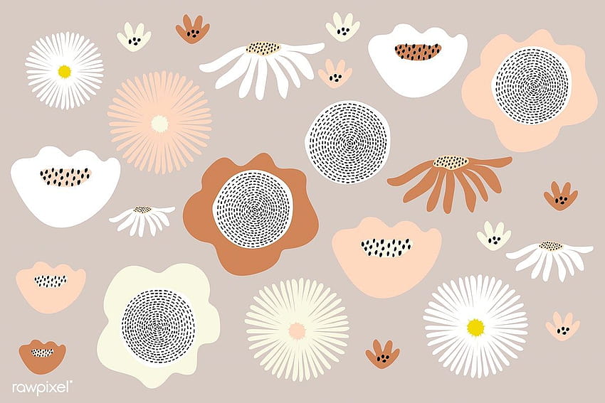 premium vector of Flower elements on a brown background vector by Sicha about daisy, dandelion, brown, handdrawn element, and poster set 893. Arty background, Watercolor, arty background HD-Hintergrundbild