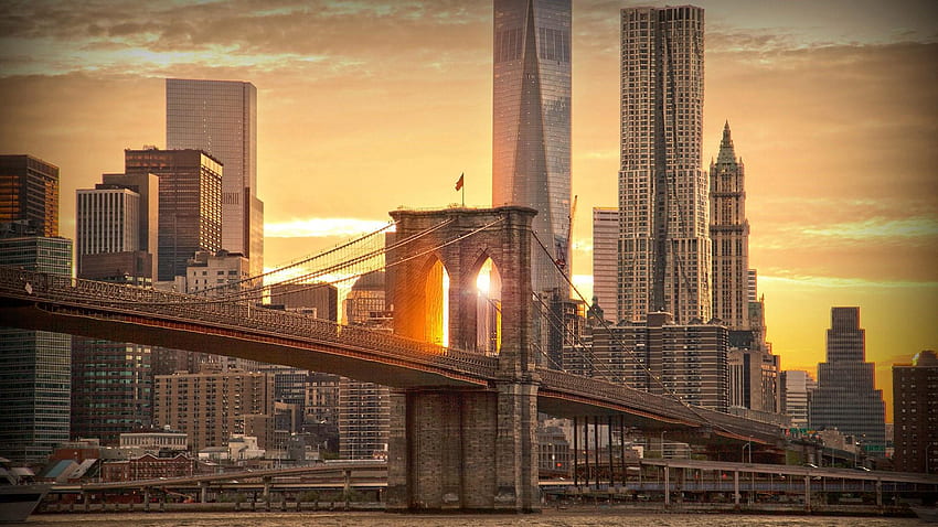 Ponte do Brooklyn ao pôr do sol papel de parede HD