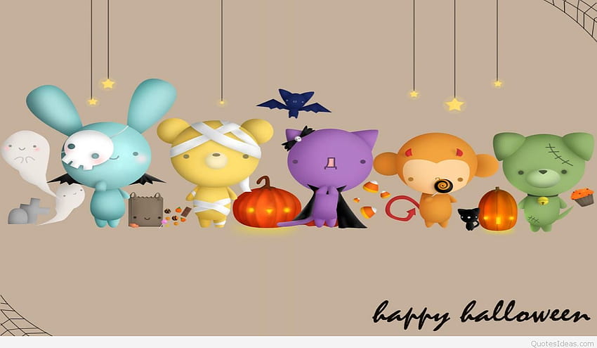 Cutest Happy halloween desea mensajes, Cute Cartoon Happy Halloween fondo de pantalla