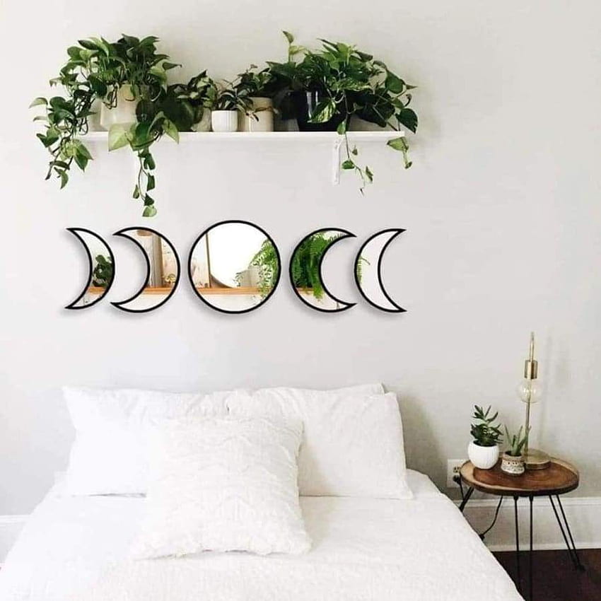 Moon Phases Wooden Wall Mirror, Moon Cycle HD phone wallpaper