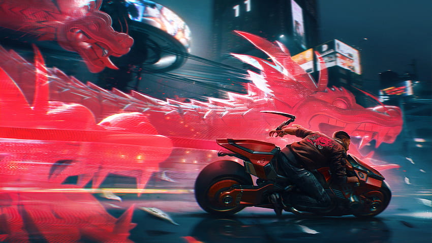 CYBERPUNK 2077 ドラゴン ボート、ゲーム、背景、および、レッド サイバーパンク 高画質の壁紙