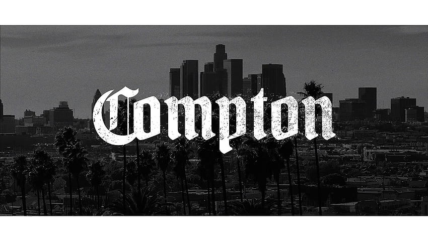 Compton , orizzonte, città, font, insediamento umano, testo, paesaggio urbano, logo, bianco e nero, metropoli, stock graphy Sfondo HD